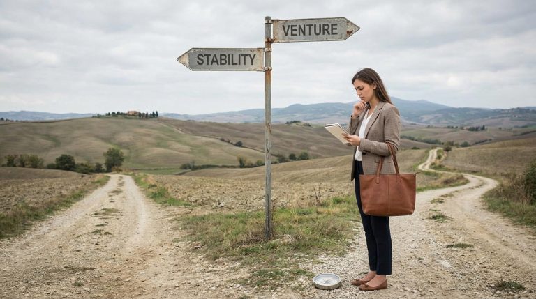 A young professional reviewing career options and taking a calculated risk