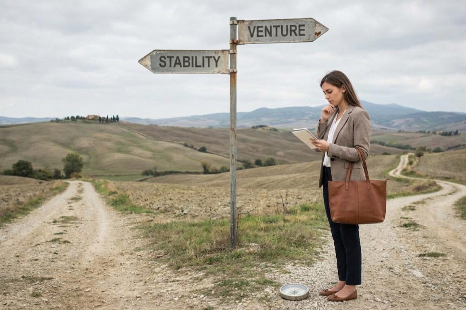 A young professional reviewing career options and taking a calculated risk
